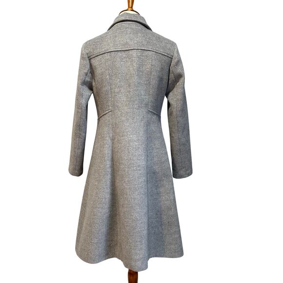Gray Wool Blend Double Breasted Fit & Flare A-Line Swing Coat, Size S - Picture 2 of 8
